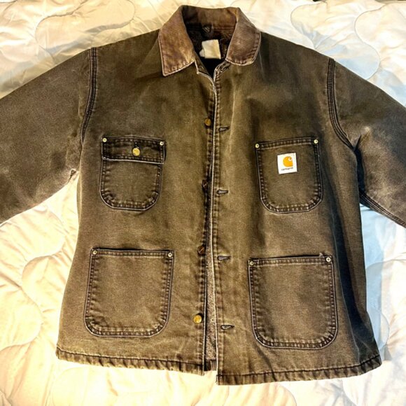 VTG 90s Carhartt Blanket Lined Brown Chore Jacket Large